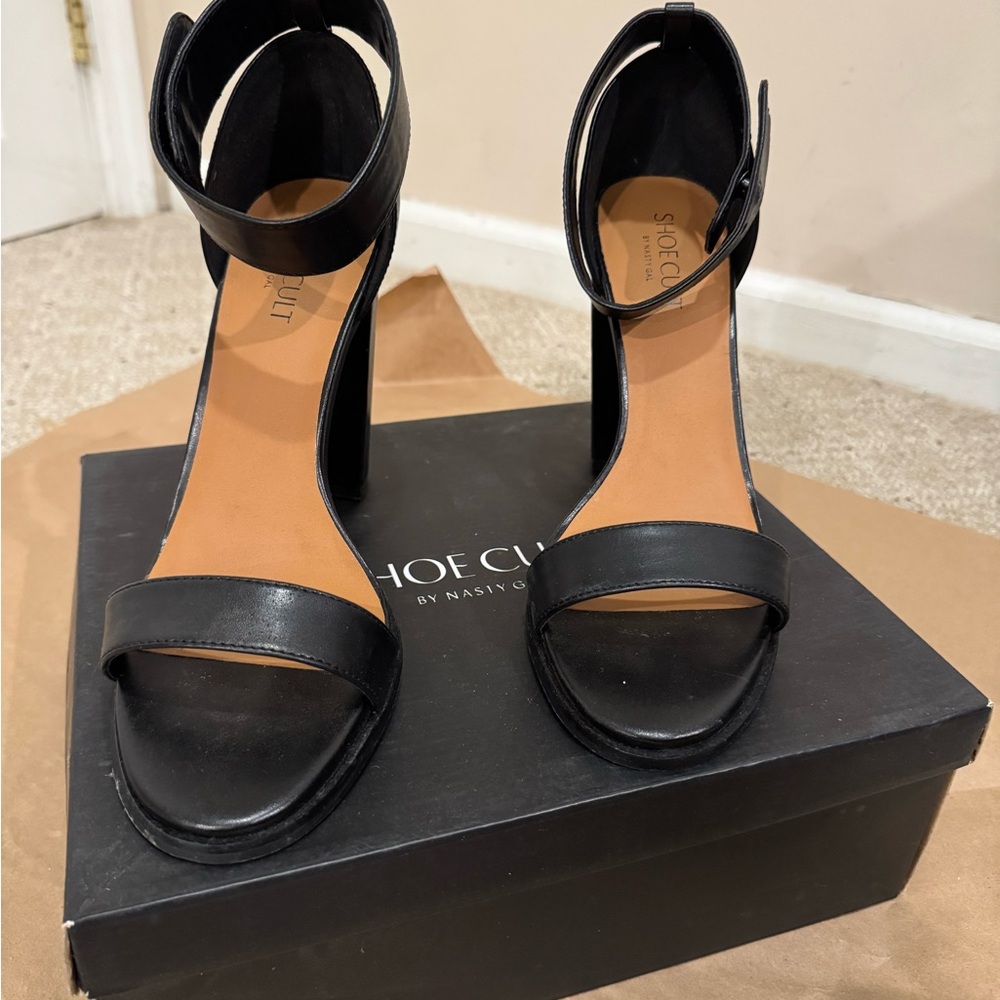 Nasty Gal Black Heeled Sandals